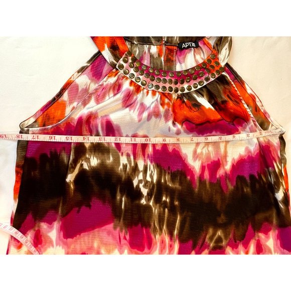 APT. 9 Women Tie Dye Halter Top Embellished Back Key Hole Multicolor Size Small - Picture 4 of 7
